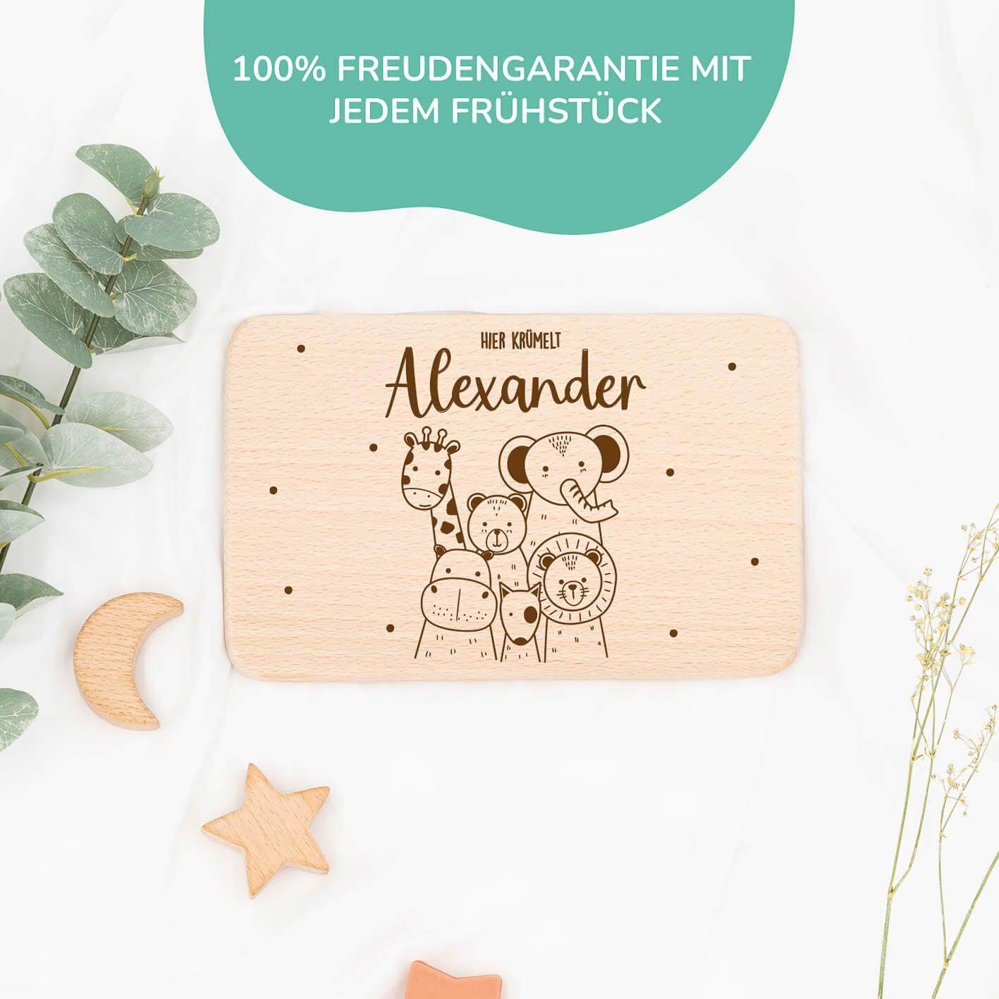 Personalisiertes Frühstücksbrettchen Tierfreunde