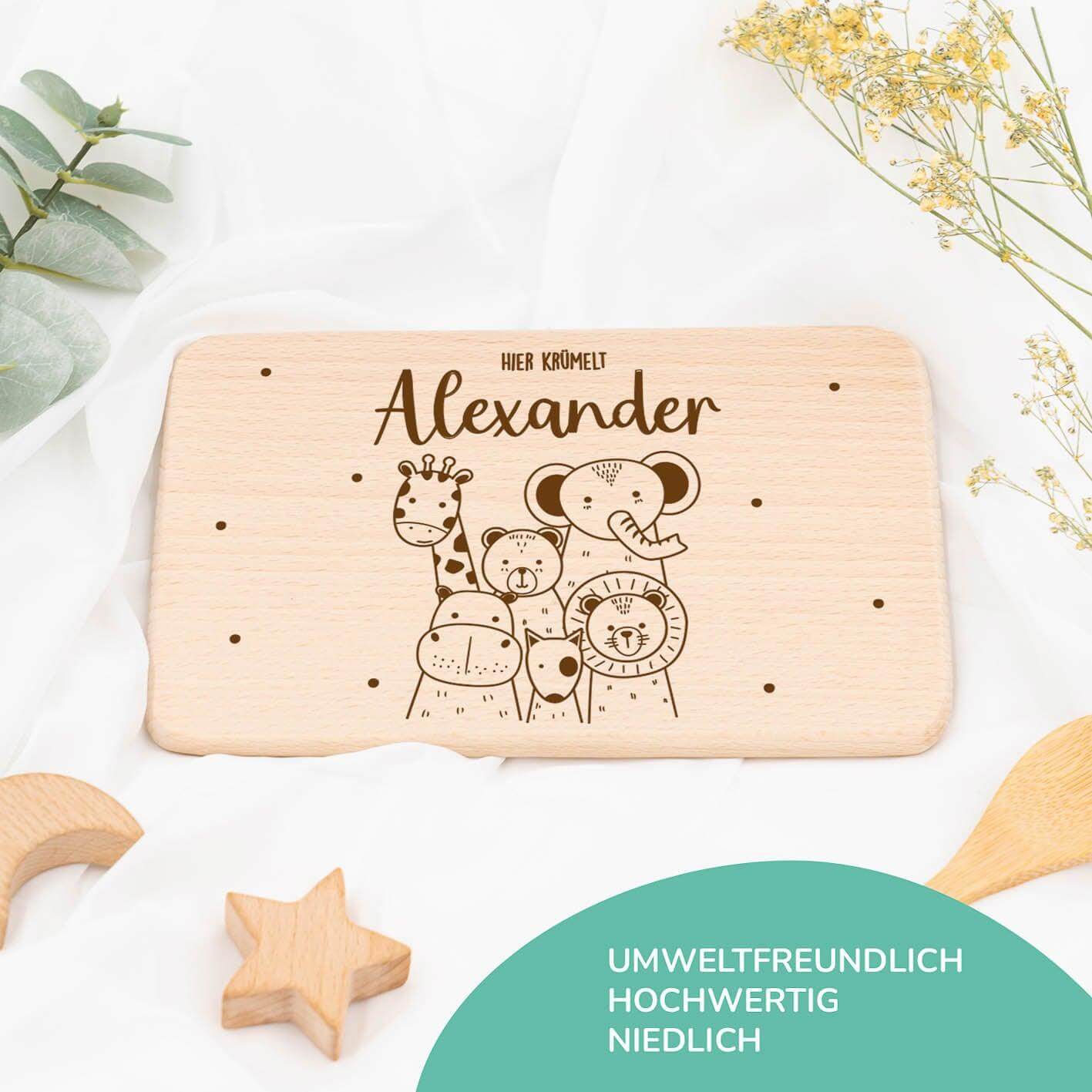 high-quality personalized animal friends breakfast board
