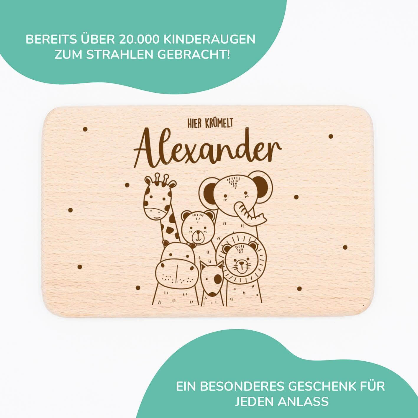 Personalisiertes Frühstücksbrettchen Tierfreunde
