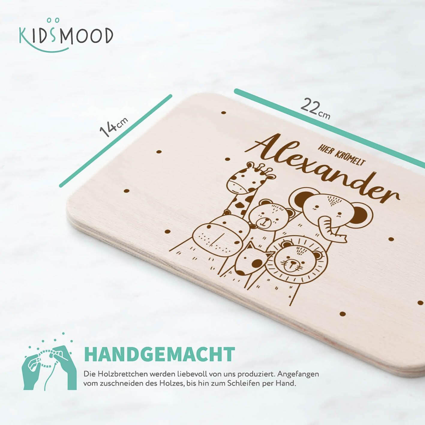 Personalisiertes Frühstücksbrettchen Tierfreunde