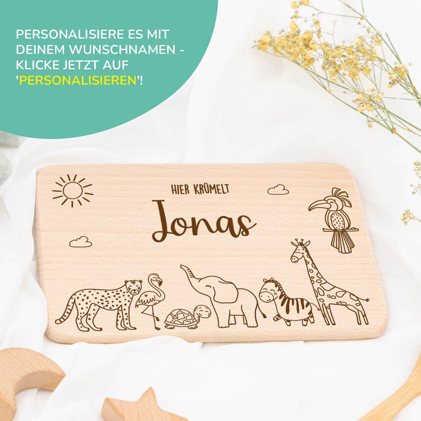 Personalisiertes Frühstücksbrettchen Safari