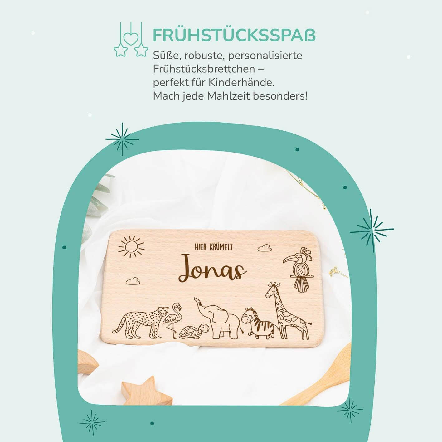 Personalisiertes Frühstücksbrettchen Safari