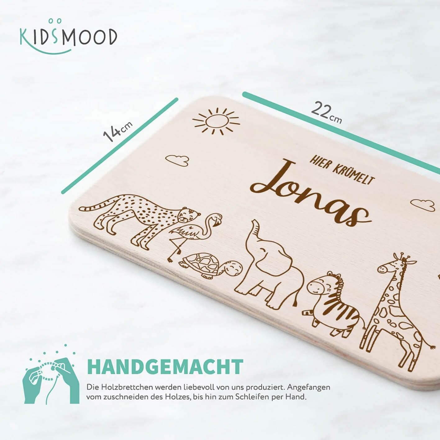 Personalisiertes Frühstücksbrettchen Safari