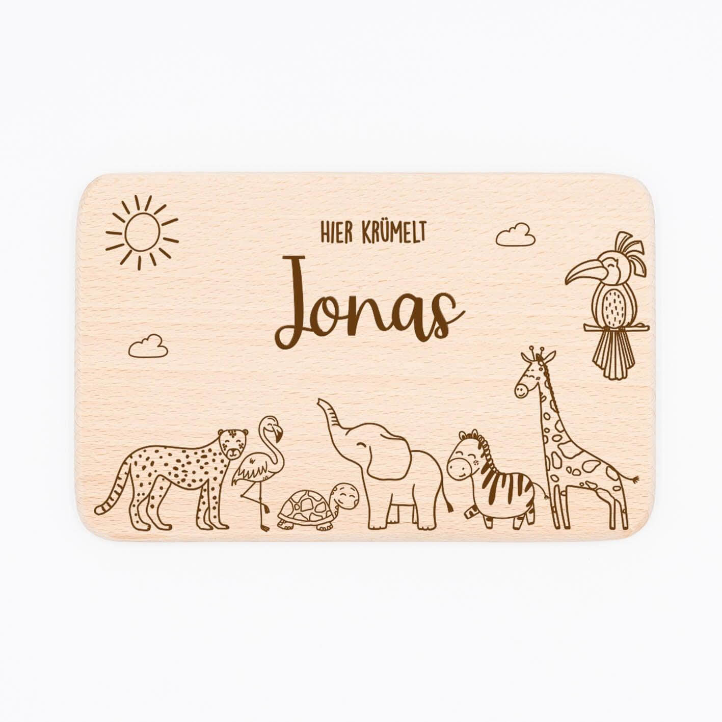 Personalisiertes Frühstücksbrettchen Safari