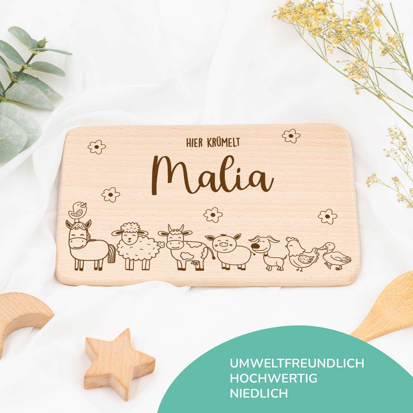 engraved breakfast board with farm and custom name