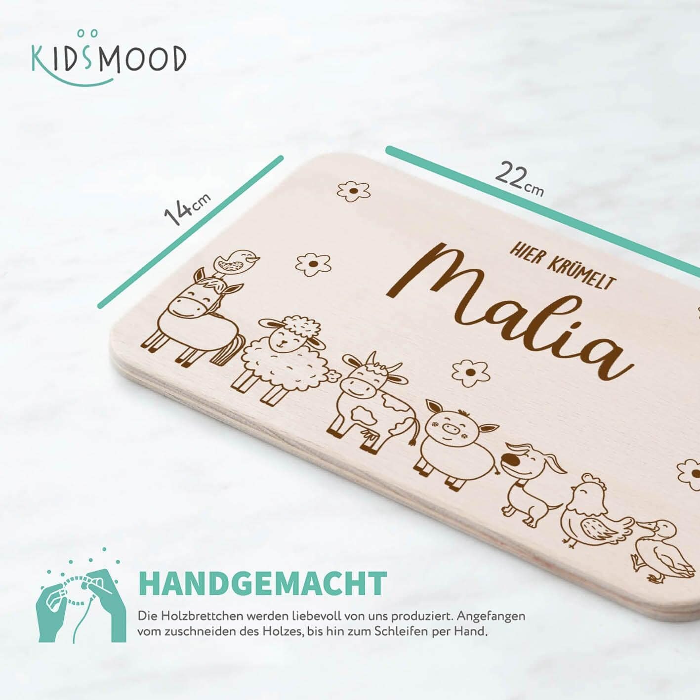 custom breakfast board with farm design