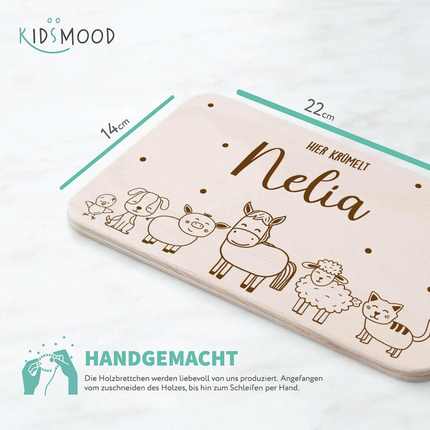 Personalisiertes Frühstücksbrettchen Bauernhof