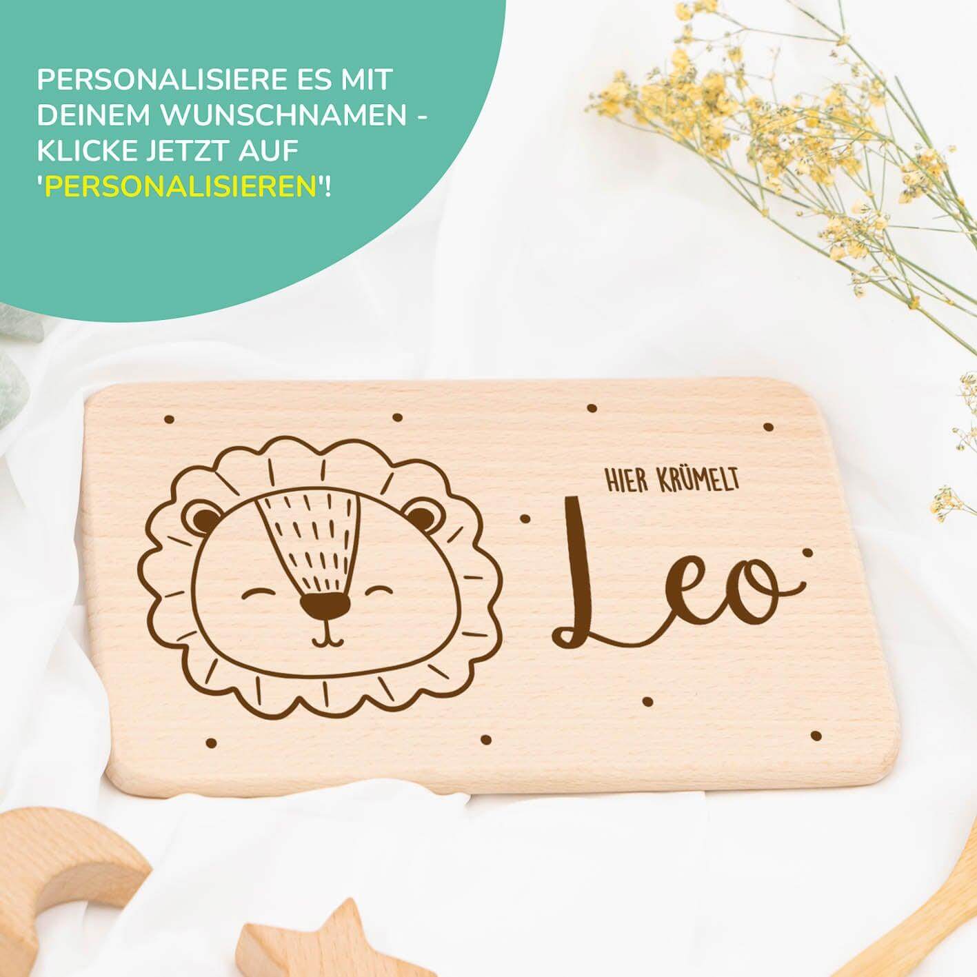 Personalisiertes Frühstücksbrettchen Löwe