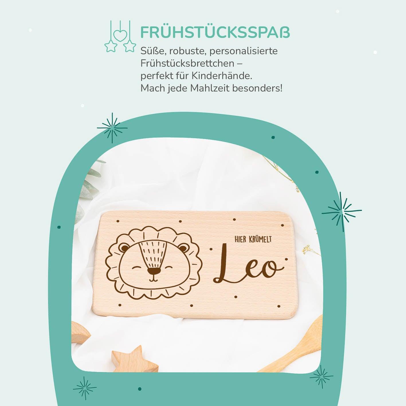 engraved breakfast board with lion and custom name