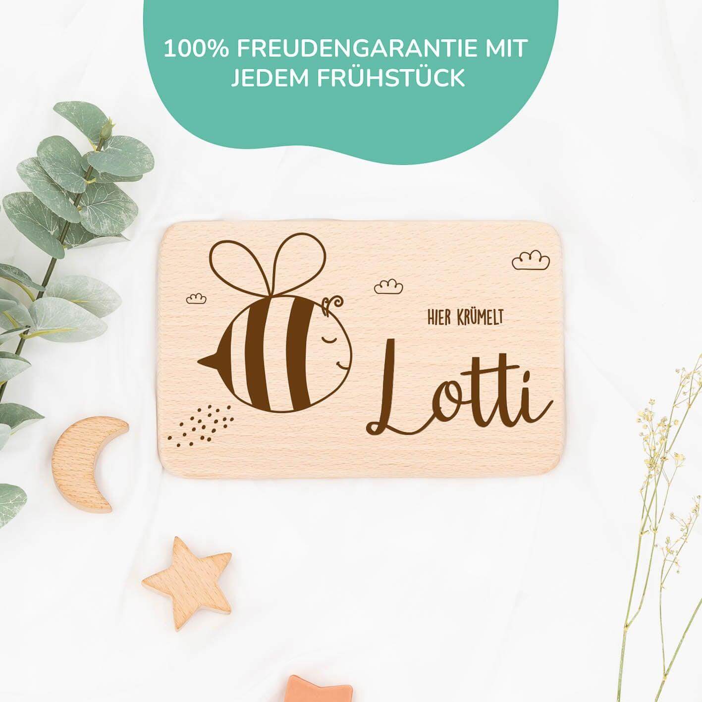Personalisiertes Frühstücksbrettchen Biene