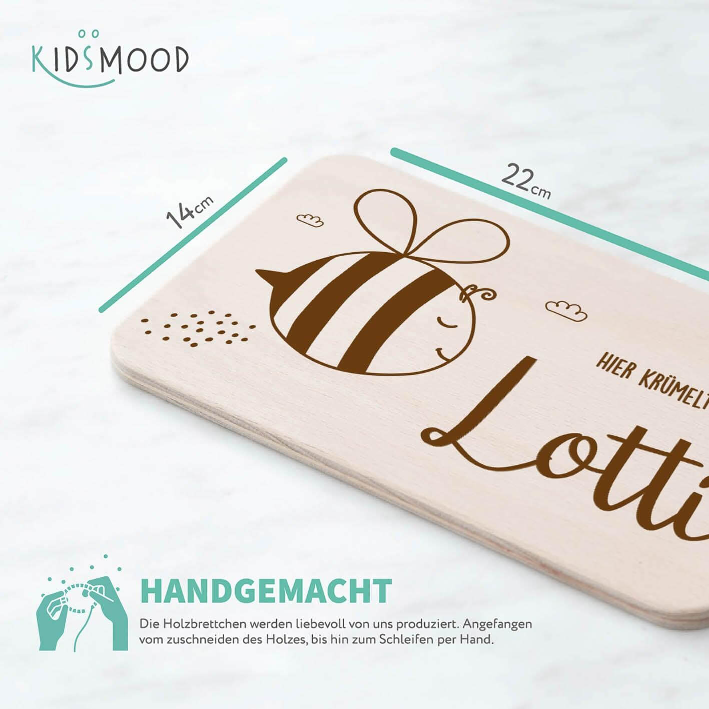 handcrafted breakfast board with biene engraving