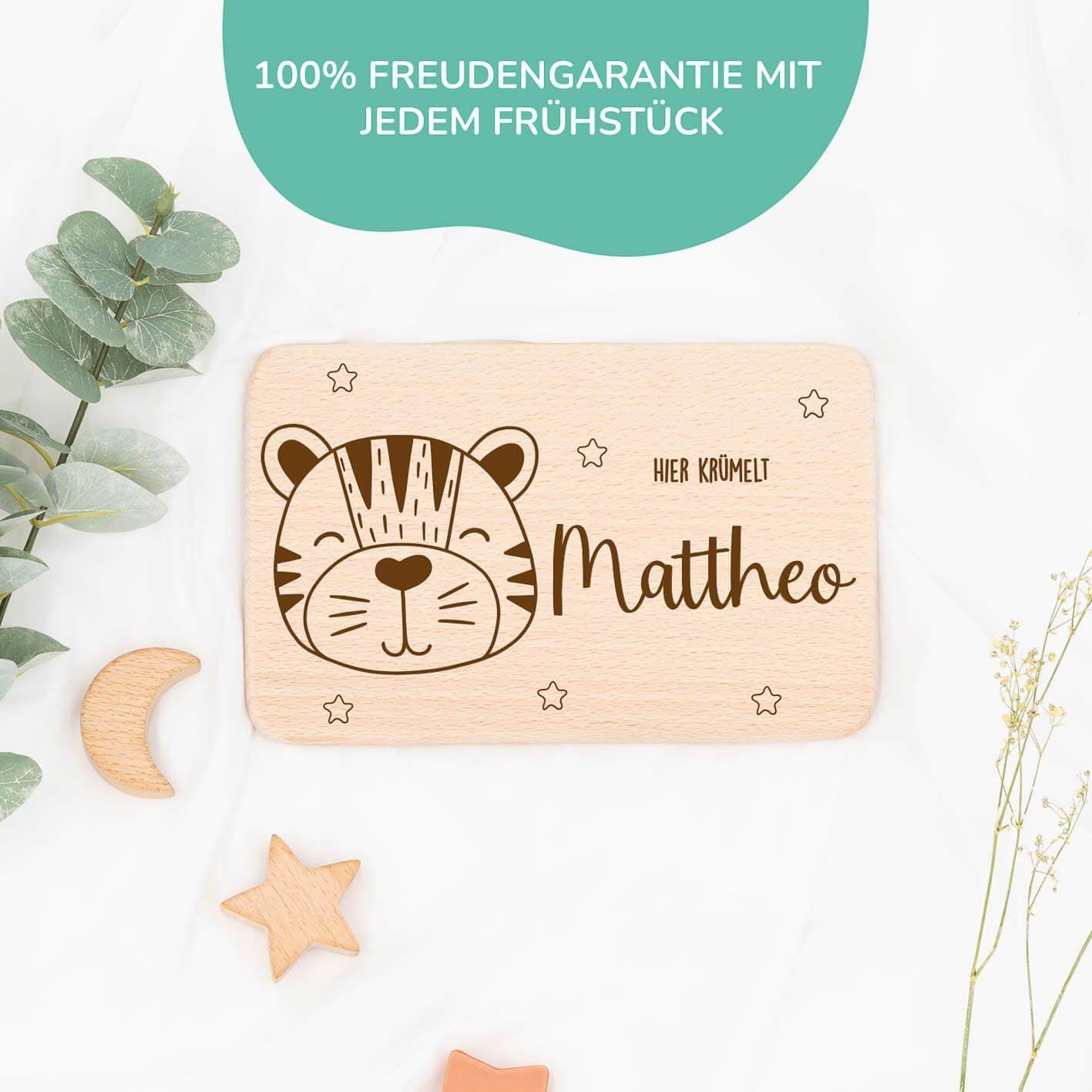 Personalisiertes Frühstücksbrettchen Tiger