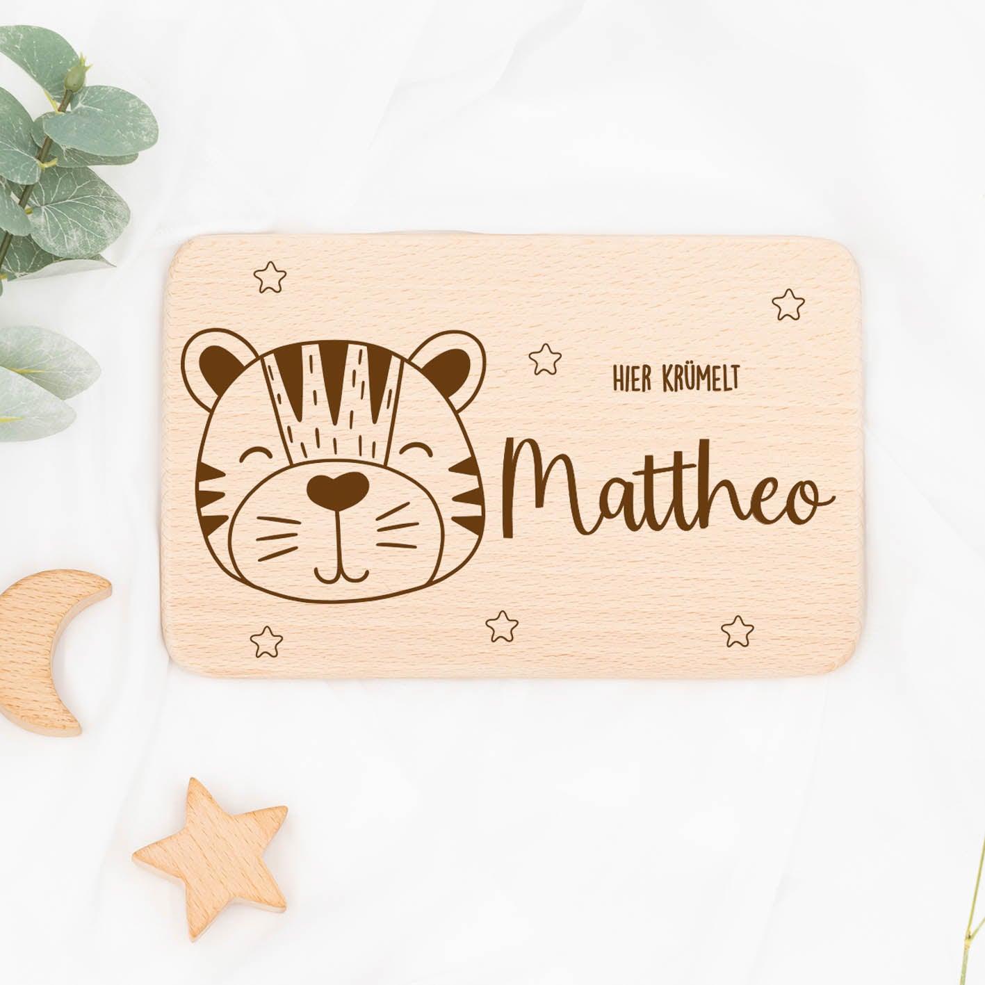Personalisiertes Frühstücksbrettchen Tiger