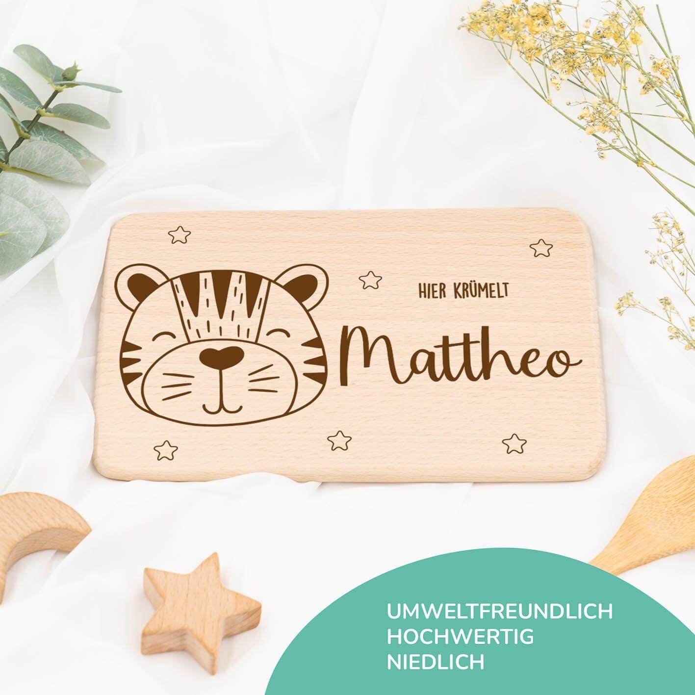 Personalisiertes Frühstücksbrettchen Tiger