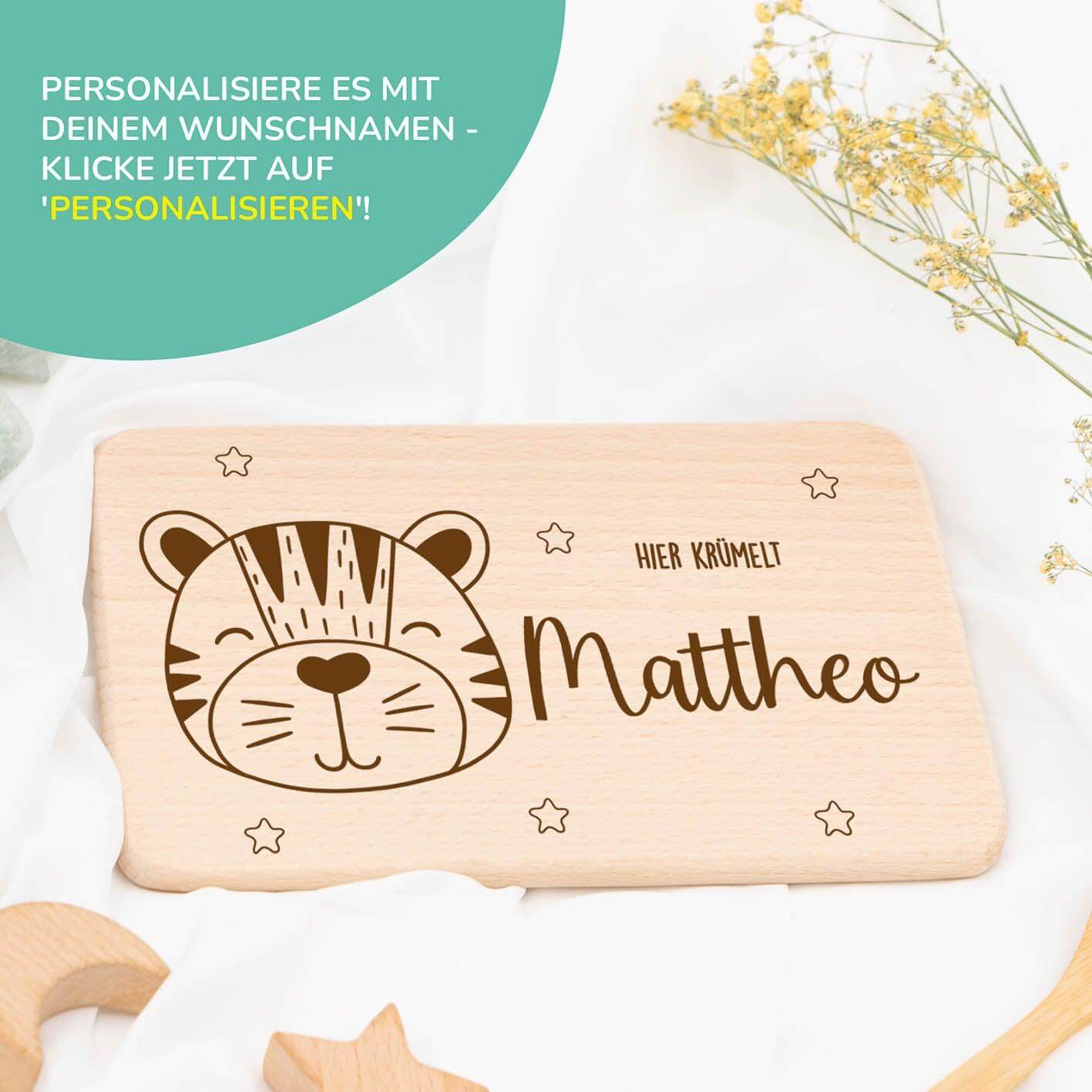 Personalisiertes Frühstücksbrettchen Tiger
