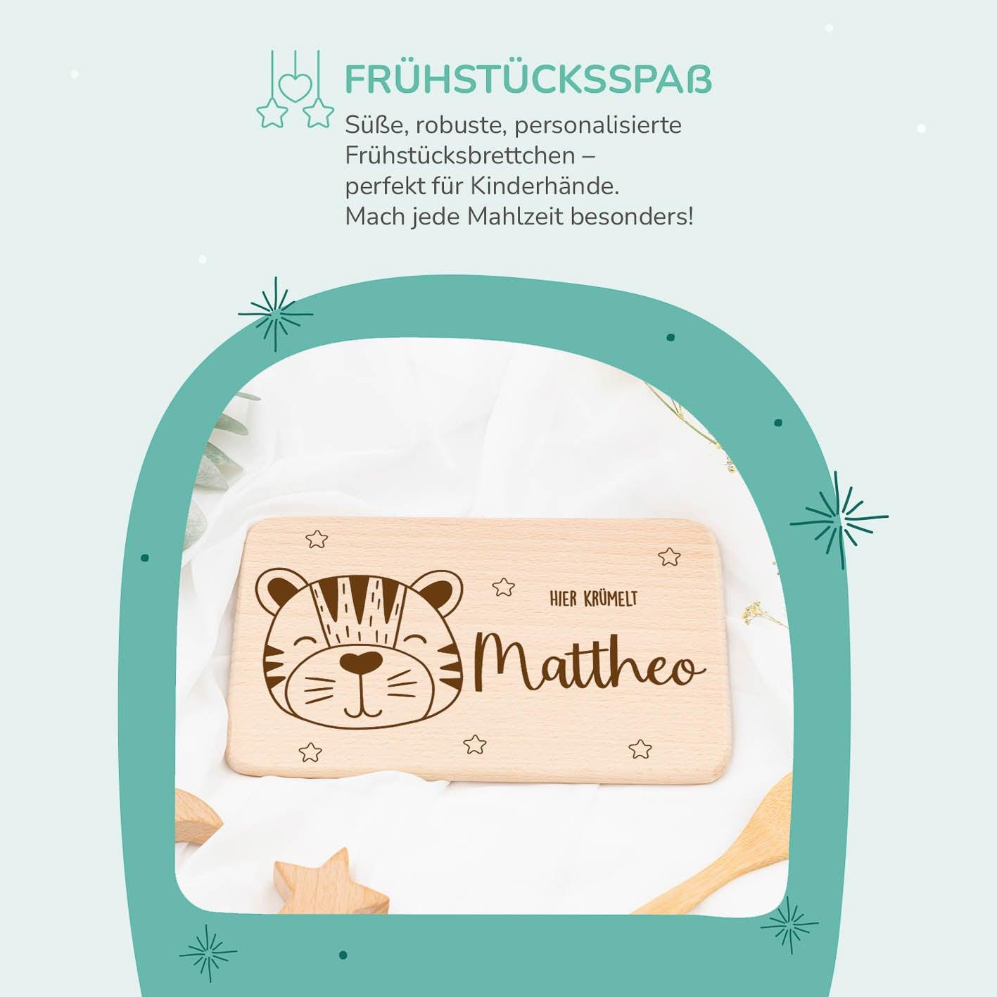 Personalisiertes Frühstücksbrettchen Tiger