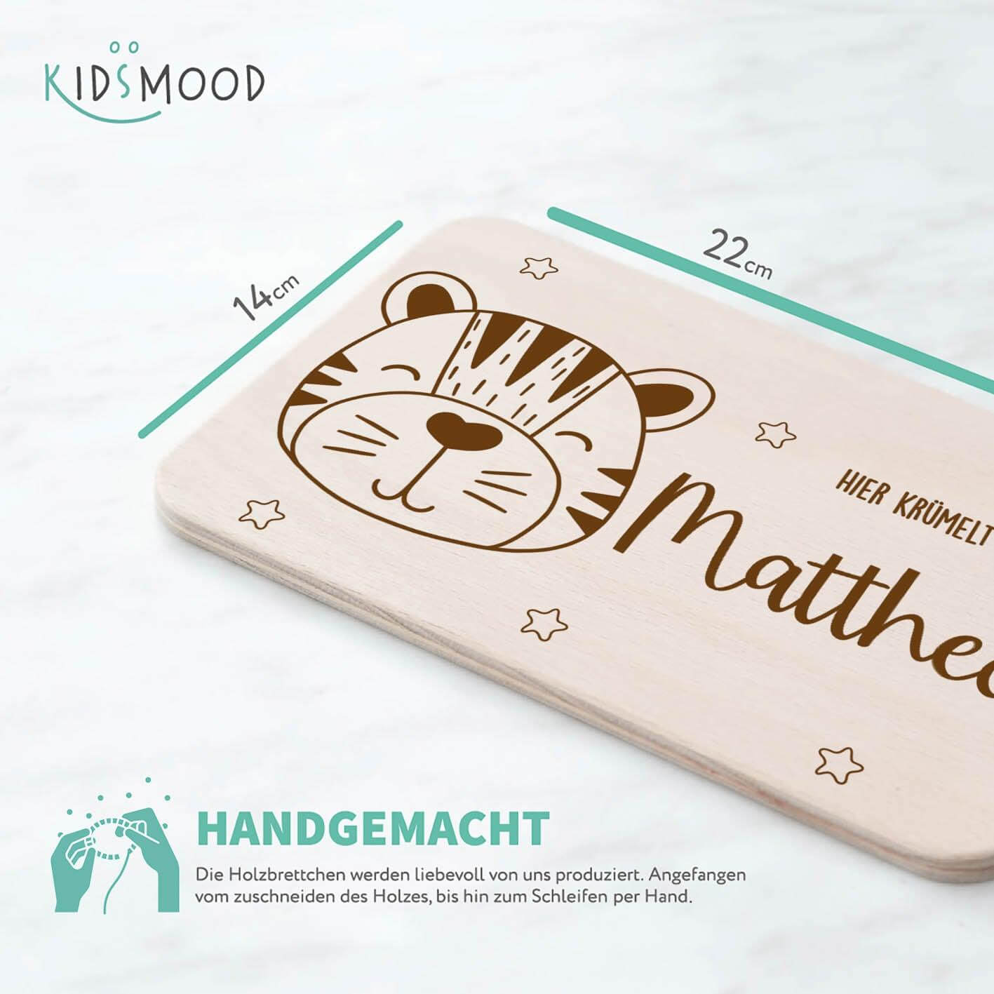 Personalisiertes Frühstücksbrettchen Tiger