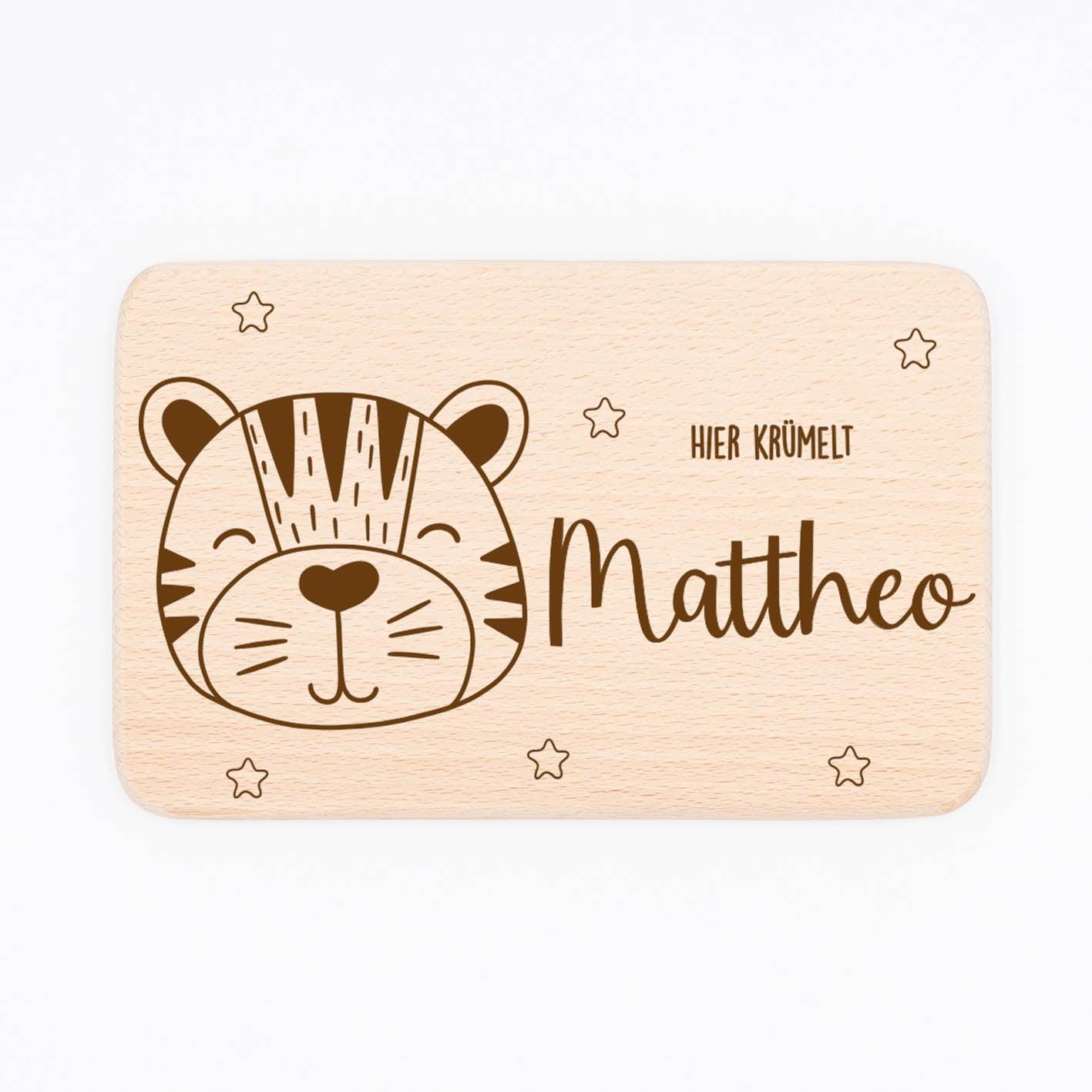Personalisiertes Frühstücksbrettchen Tiger