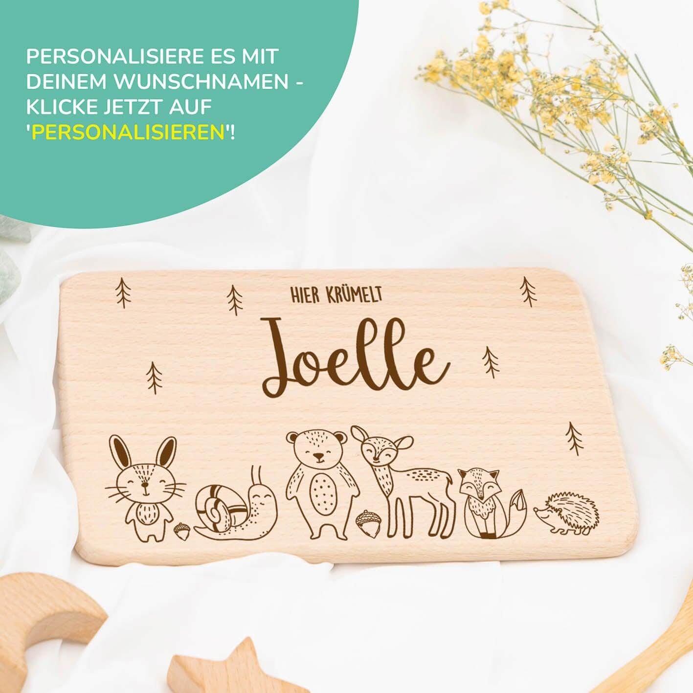 Personalisiertes Frühstücksbrettchen Waldtiere