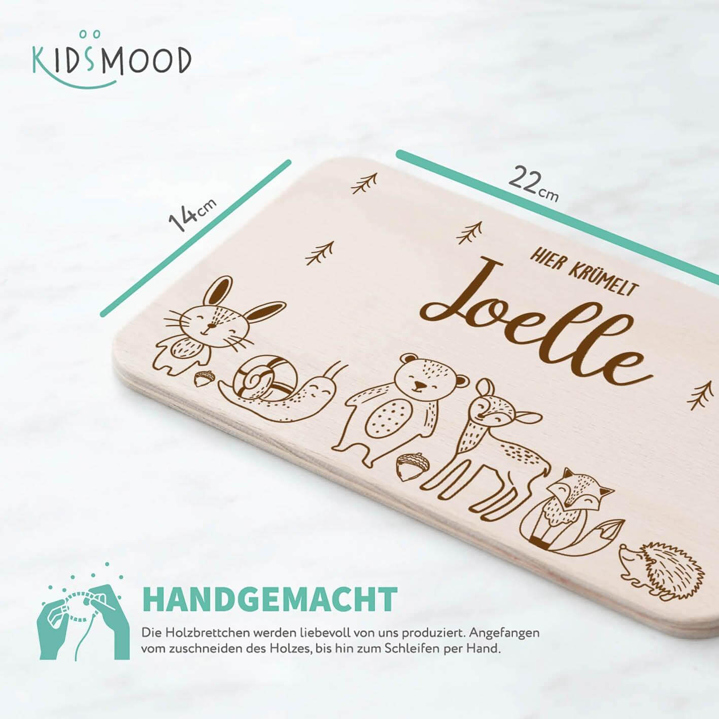 Personalisiertes Frühstücksbrettchen Waldtiere