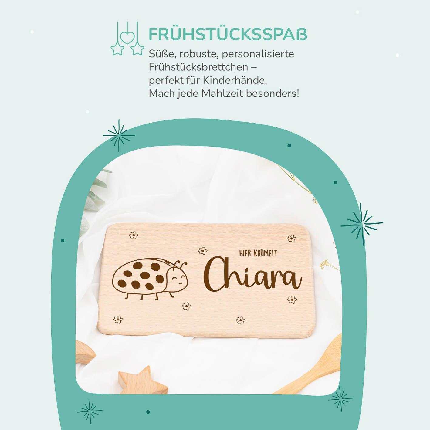 Personalisiertes Frühstücksbrettchen Marienkäfer