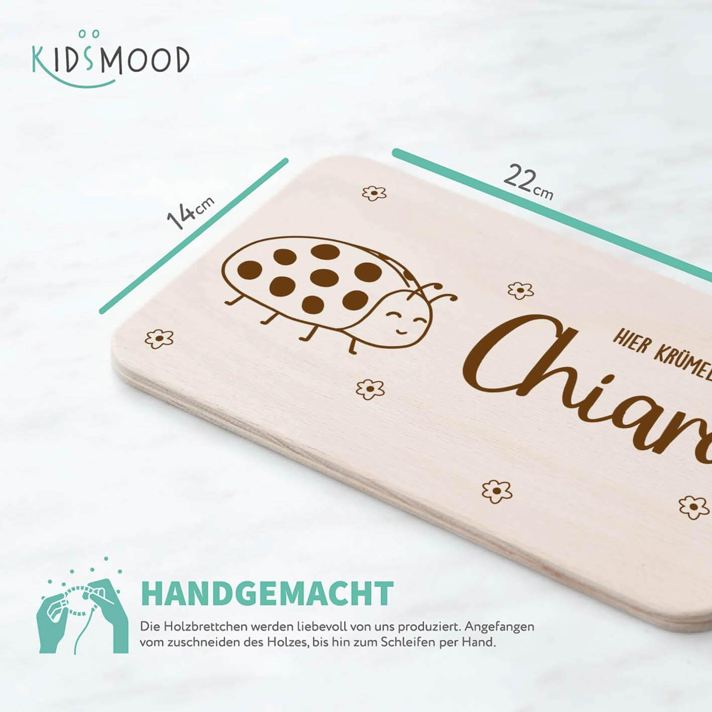 Personalisiertes Frühstücksbrettchen Marienkäfer