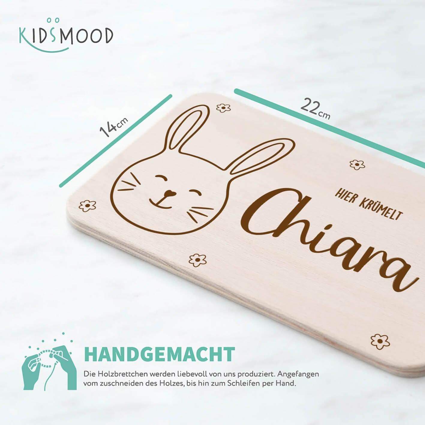 Personalisiertes Frühstücksbrettchen Hase