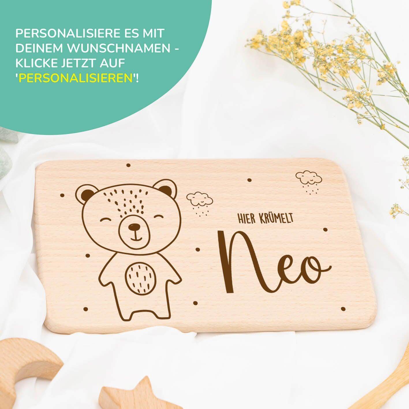 Personalisiertes Frühstücksbrettchen Baby Bär