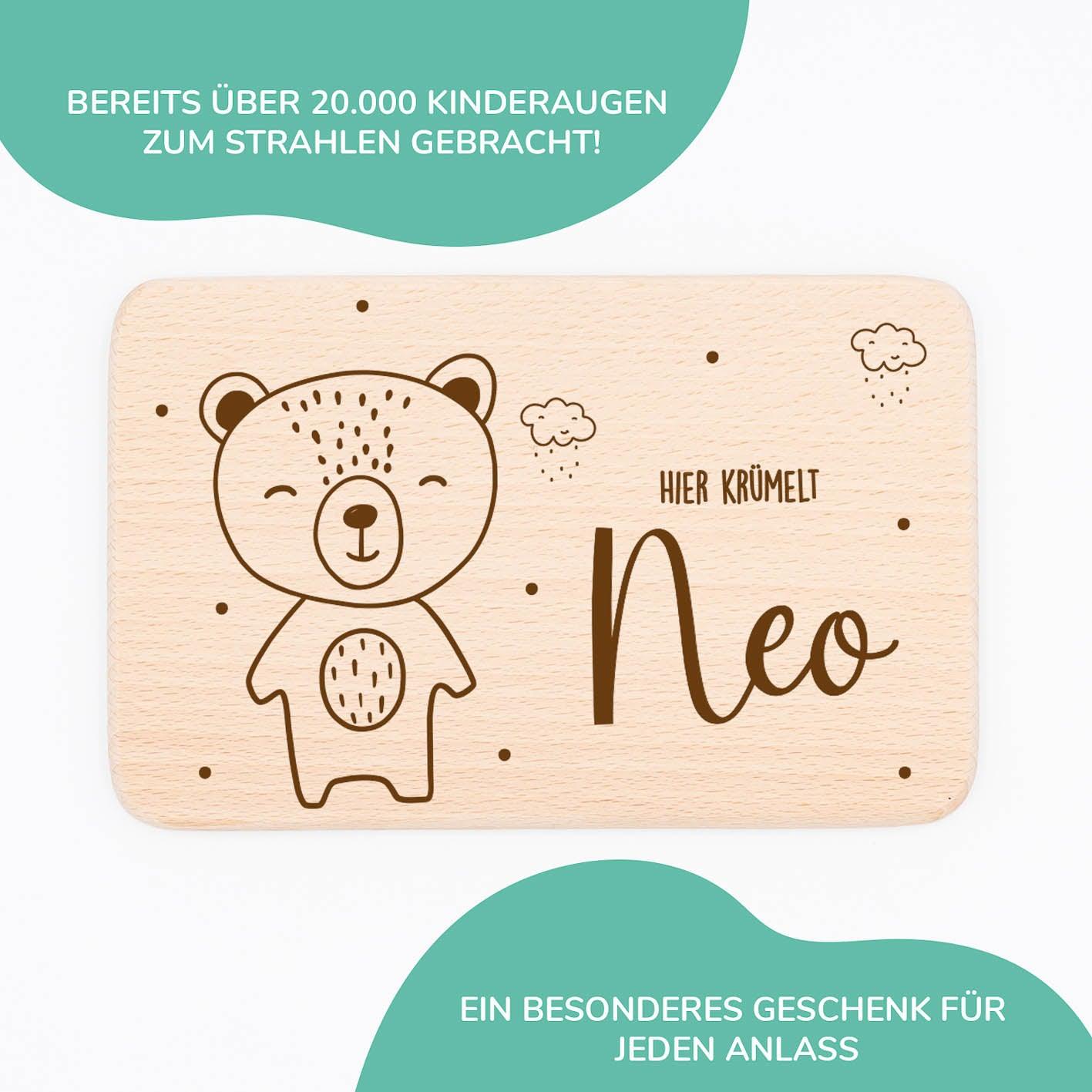Personalisiertes Frühstücksbrettchen Baby Bär