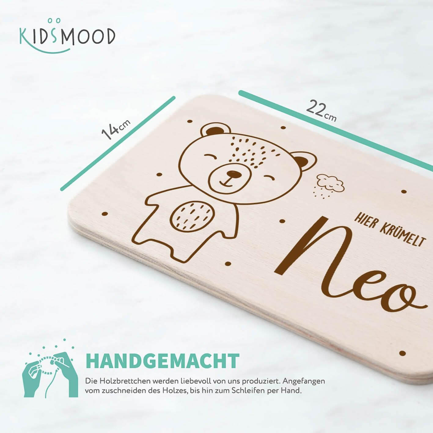 custom breakfast board with baby bear design