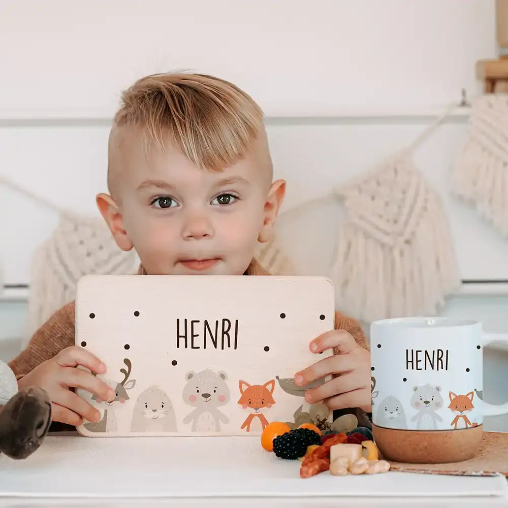 Kleinkind Frühstück-Starterset: Frühstücksbrettchen mit Tasse