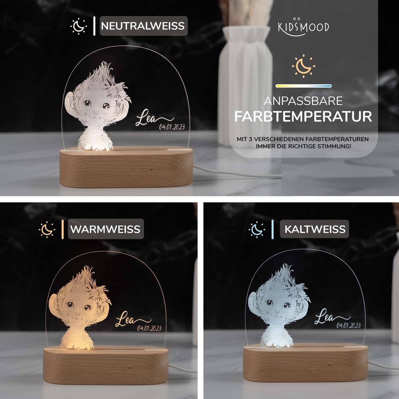 Personalisierte Nachtlampe für Kinder - Baby Affe - Name und Geburtsdatum
