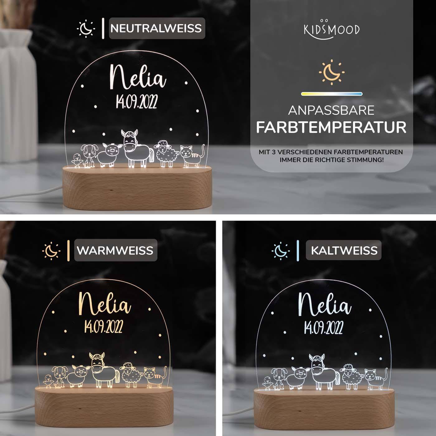 Personalisierte Nachtlampe für Kinder - Bauernhof - Name und Geburtsdatum