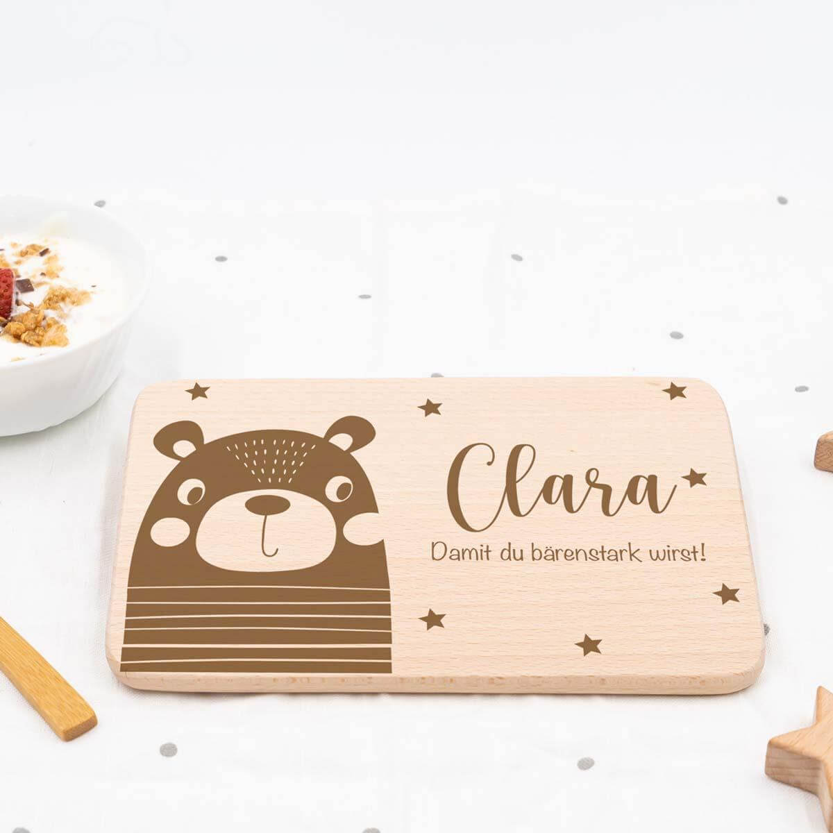 Personalisiertes Frühstücksbrettchen Bärchen