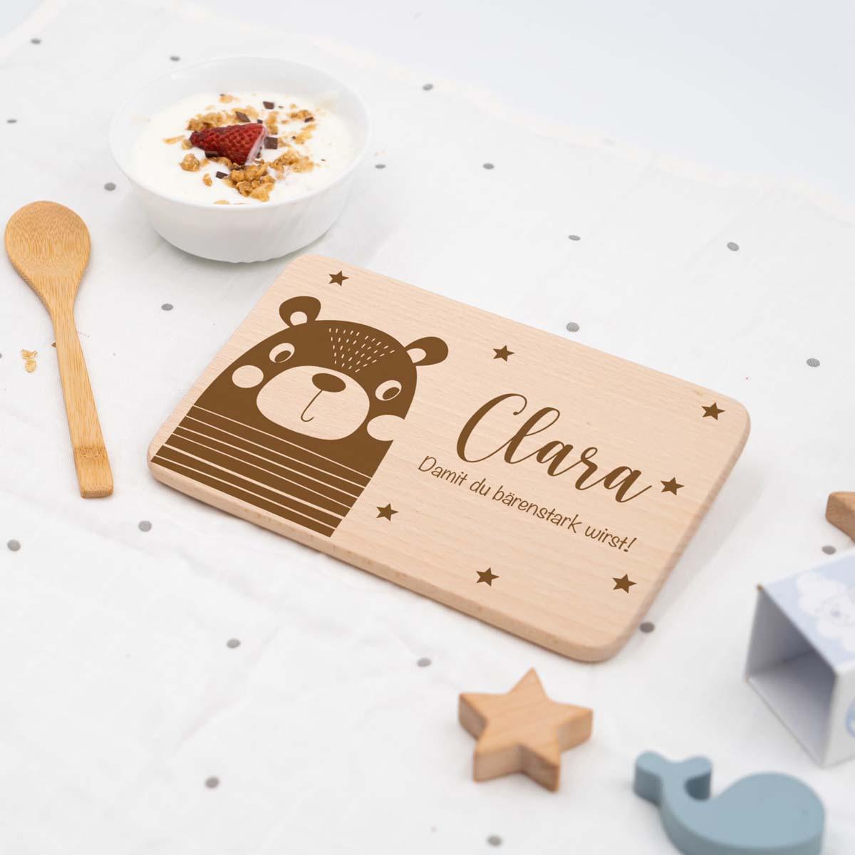 Personalisiertes Frühstücksbrettchen Bärchen