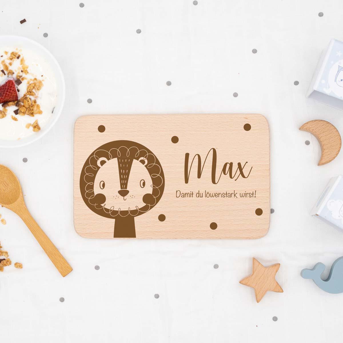 custom wooden breakfast board with lion design