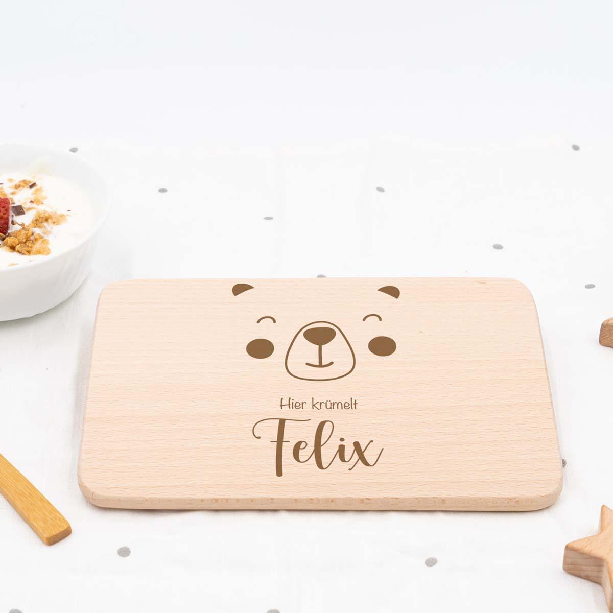 personalized bear face breakfast board with custom name