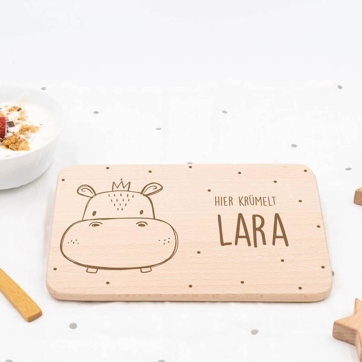 Personalisiertes Frühstücksbrettchen Hippo