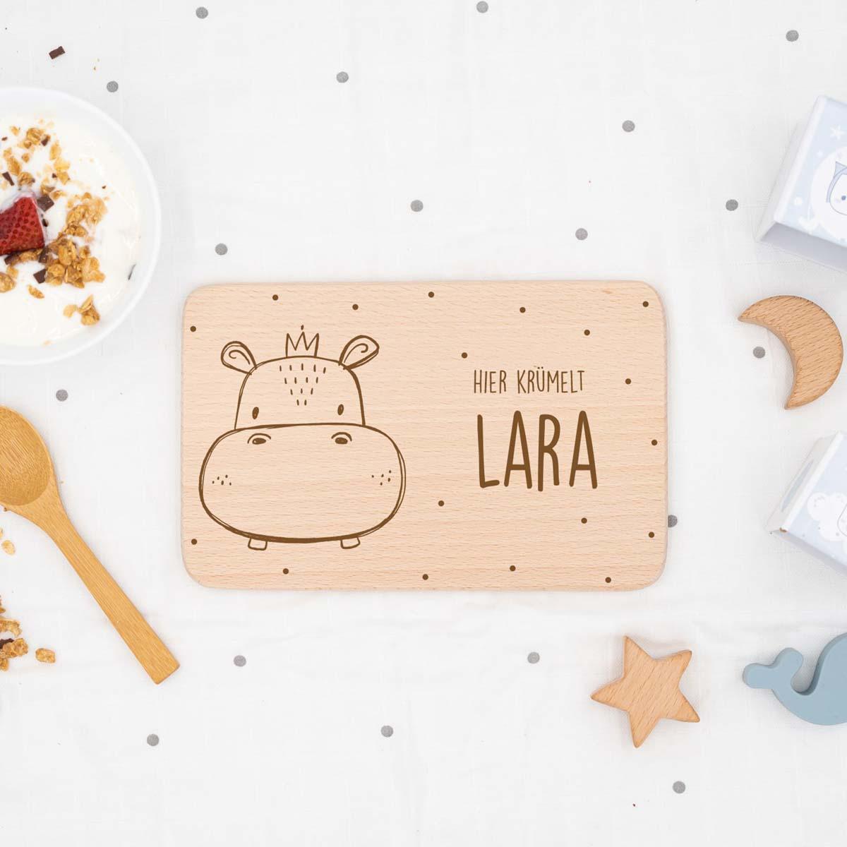 Personalisiertes Frühstücksbrettchen Hippo