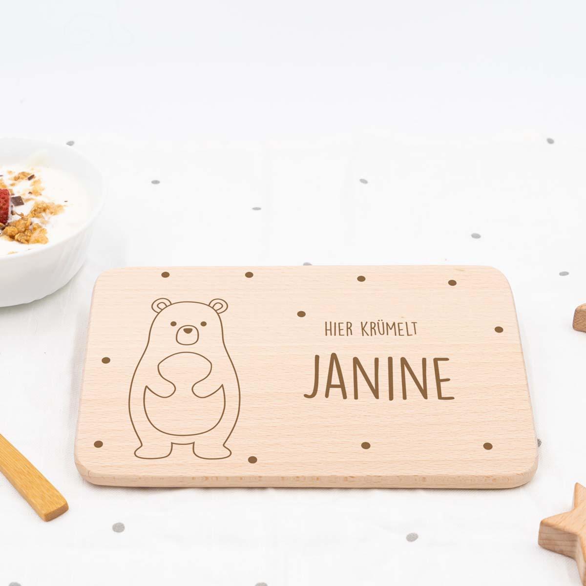 personalized bear breakfast board with custom name