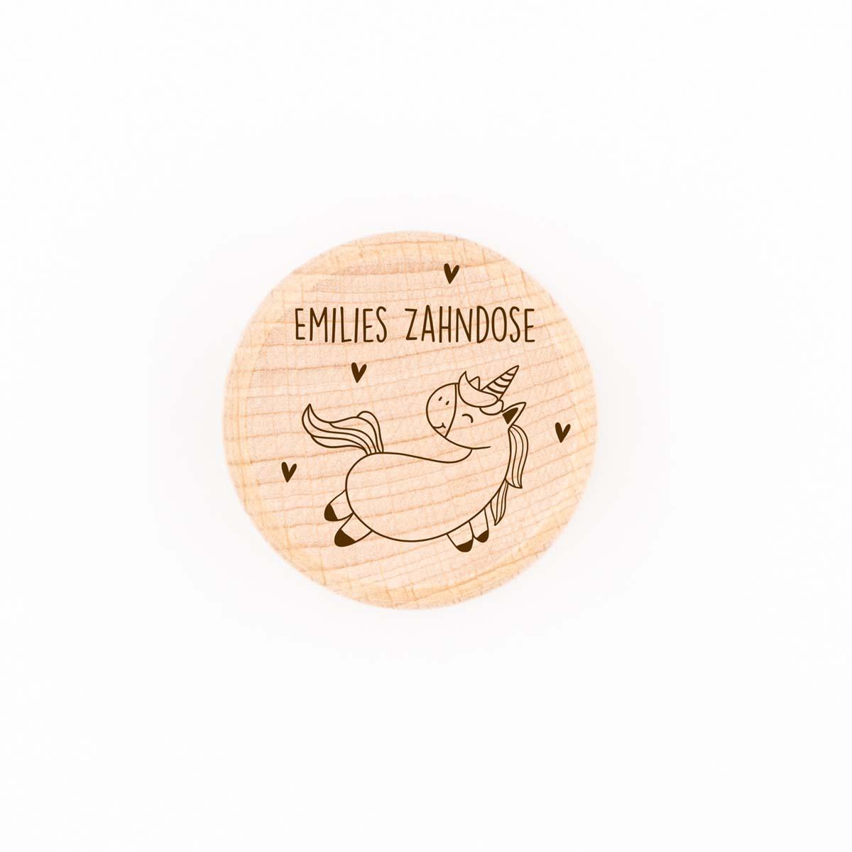 Milchzahndose personalisiert aus Holz