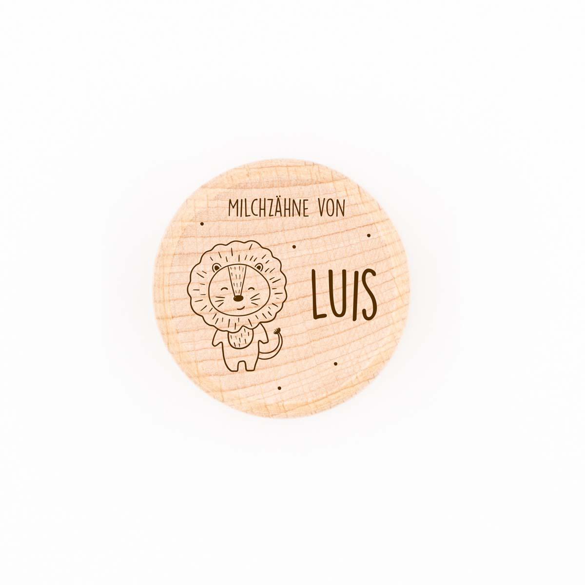 Milchzahndose personalisiert aus Holz
