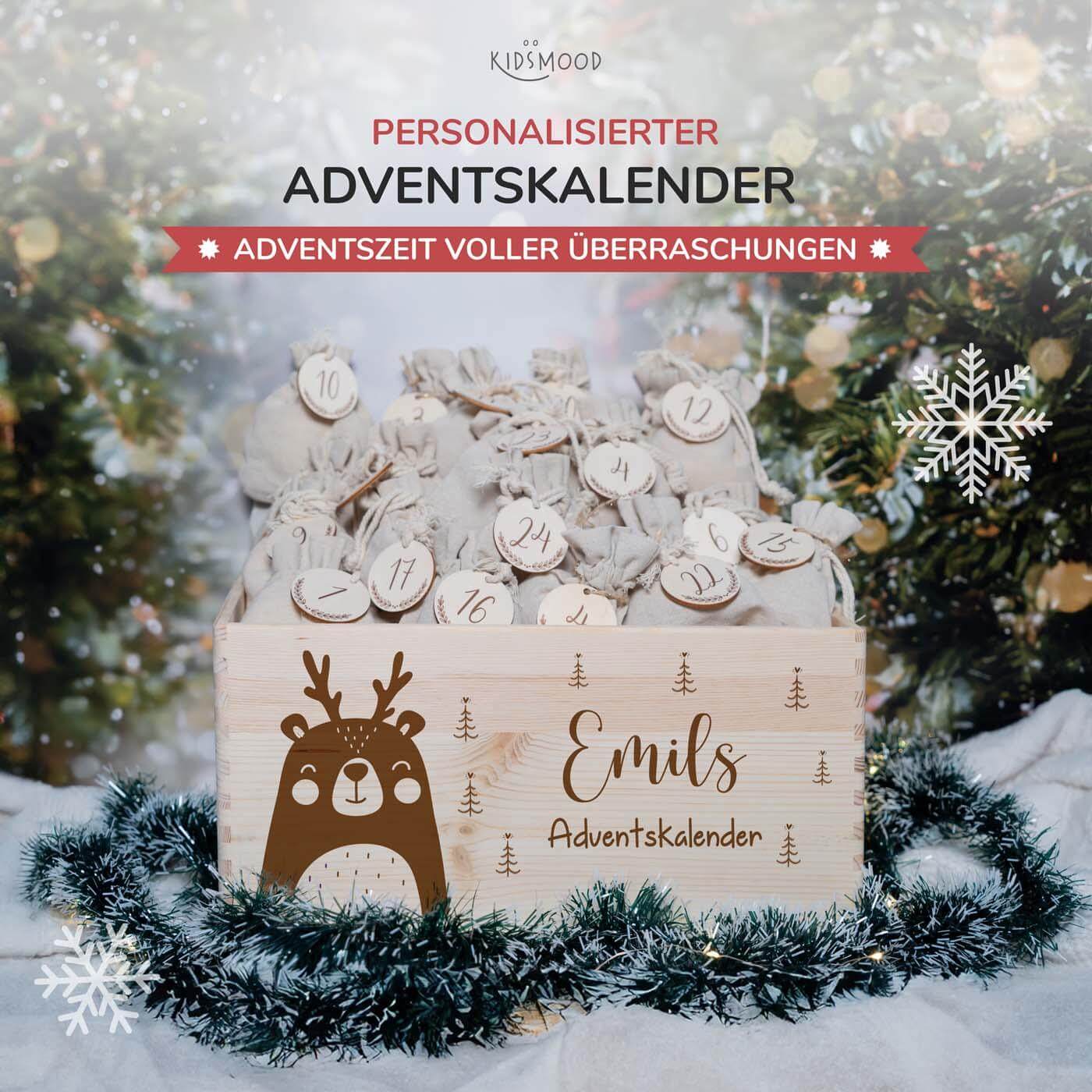 Personalisierter Adventskalender zum befüllen X-Mas Bär