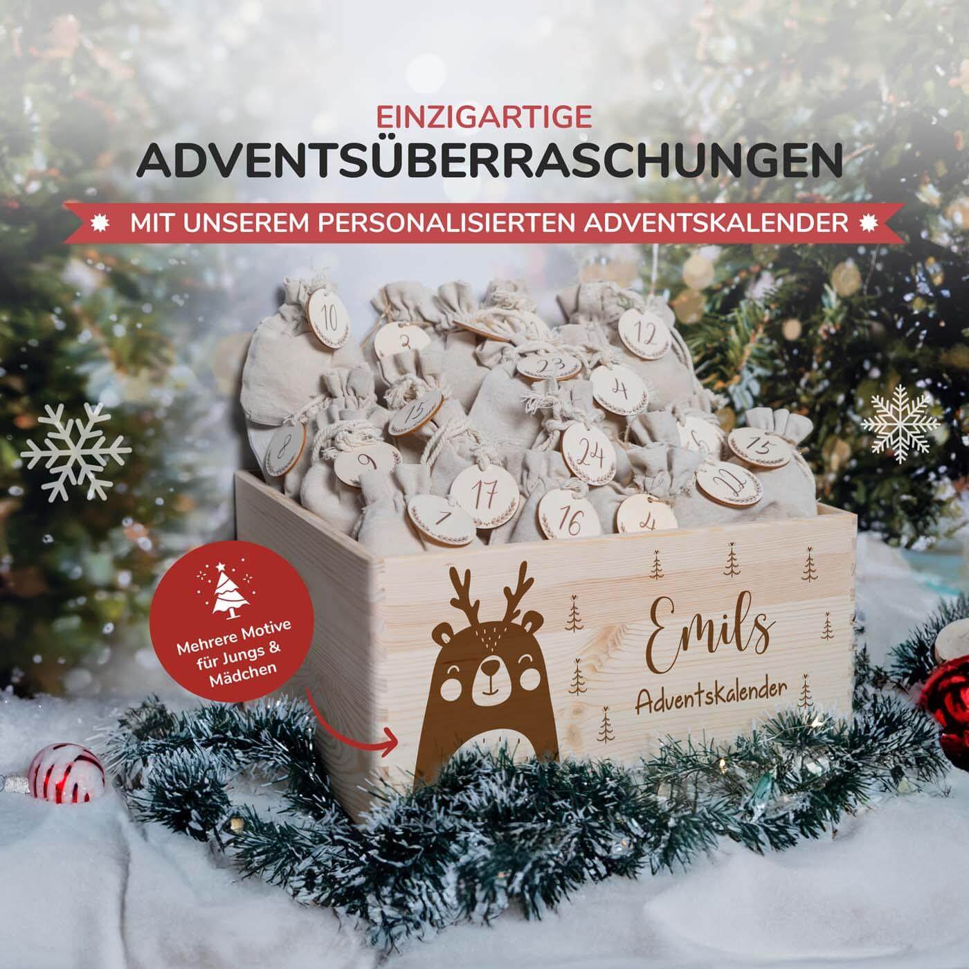 Personalisierter Adventskalender zum befüllen X-Mas Bär