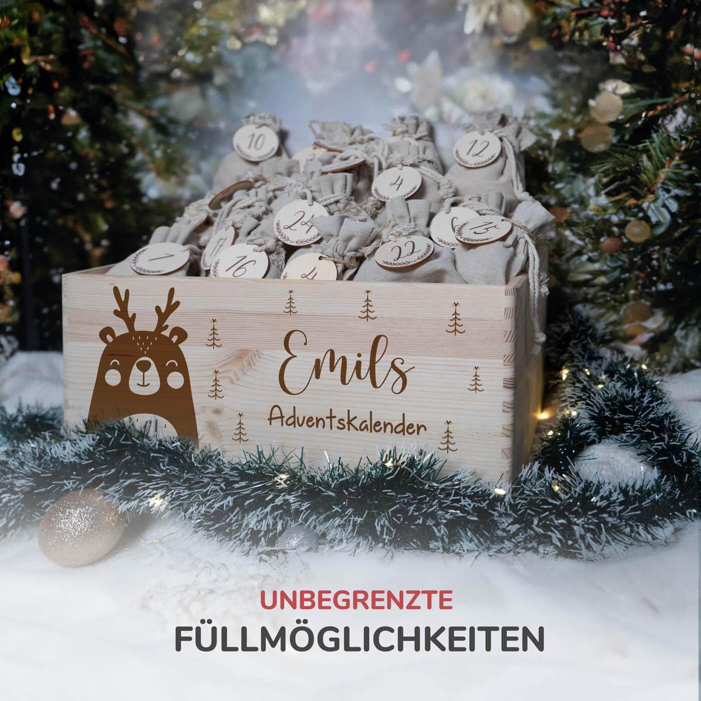 Personalisierter Adventskalender zum befüllen X-Mas Bär