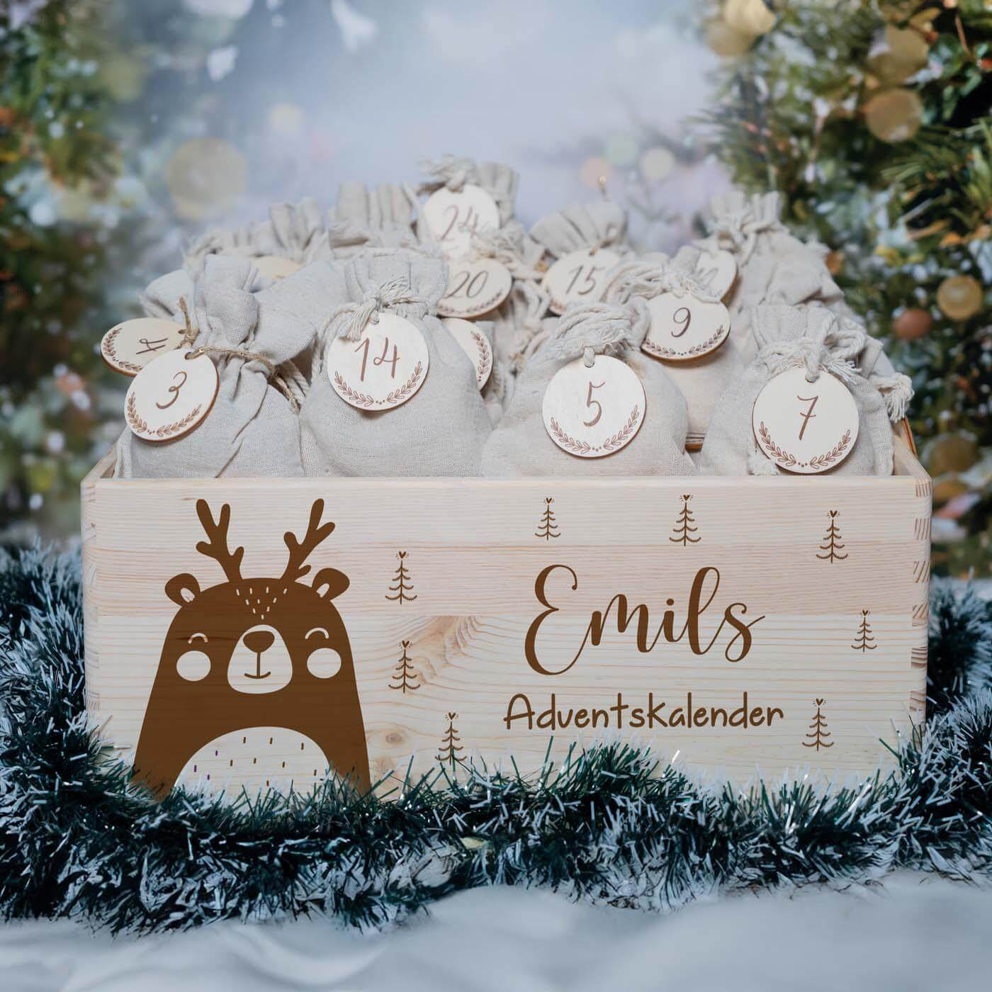 Personalisierter Adventskalender zum befüllen X-Mas Bär