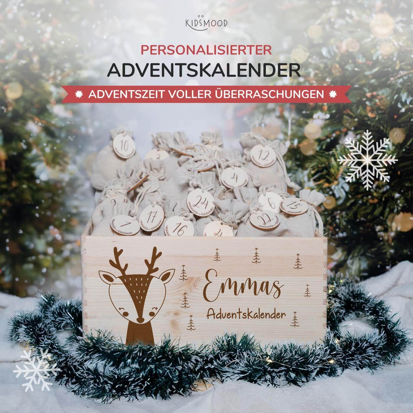 Personalisierter Adventskalender zum befüllen Elch