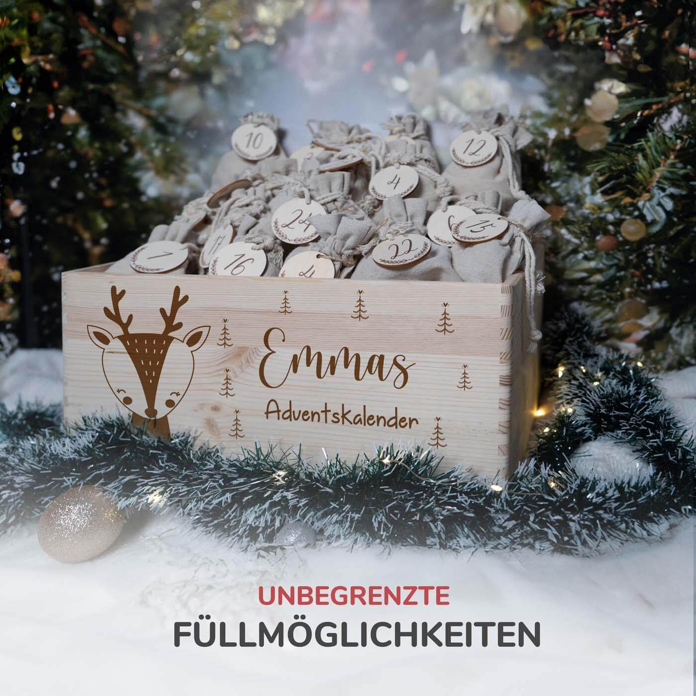 Personalisierter Adventskalender zum befüllen Elch