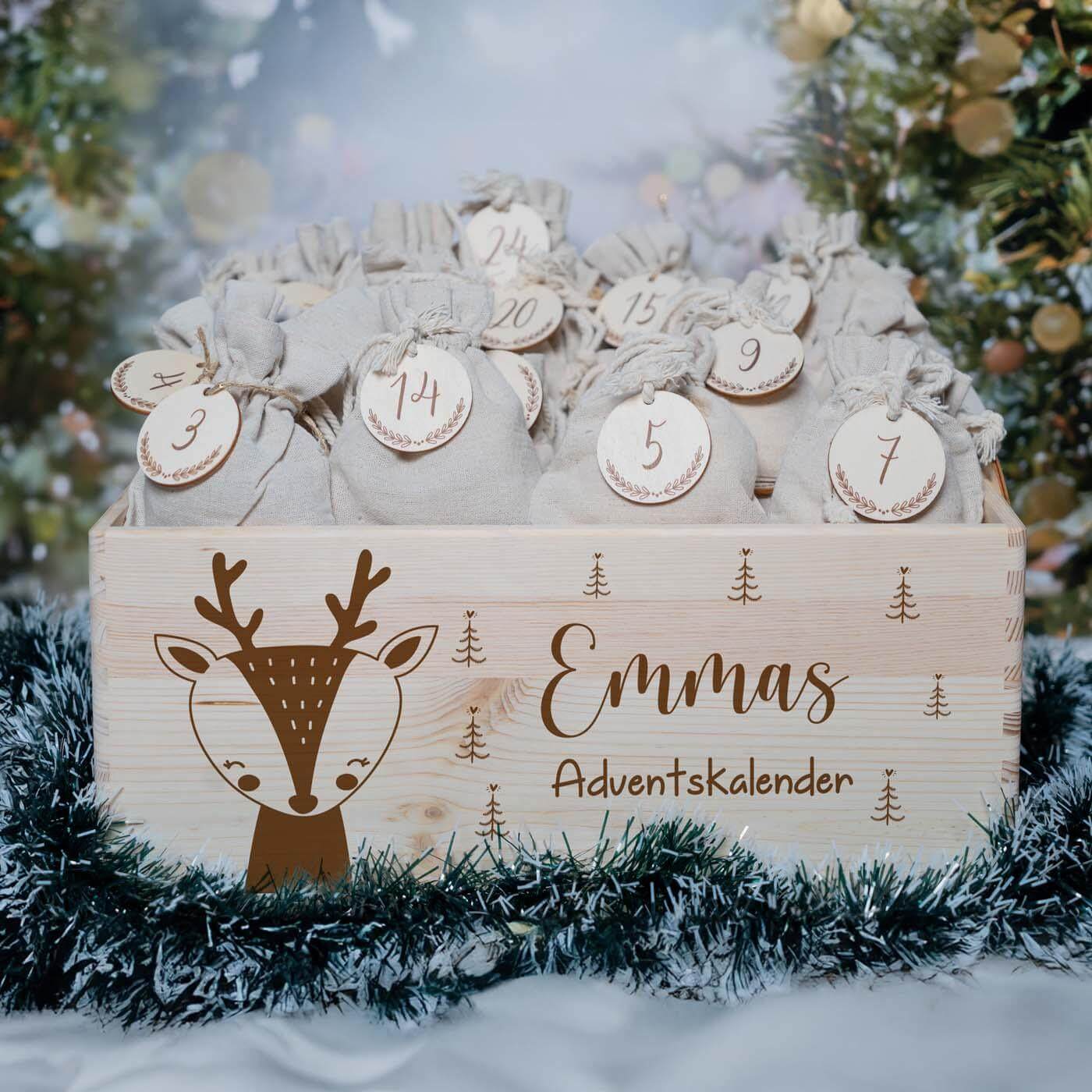 Personalisierter Adventskalender zum befüllen Elch