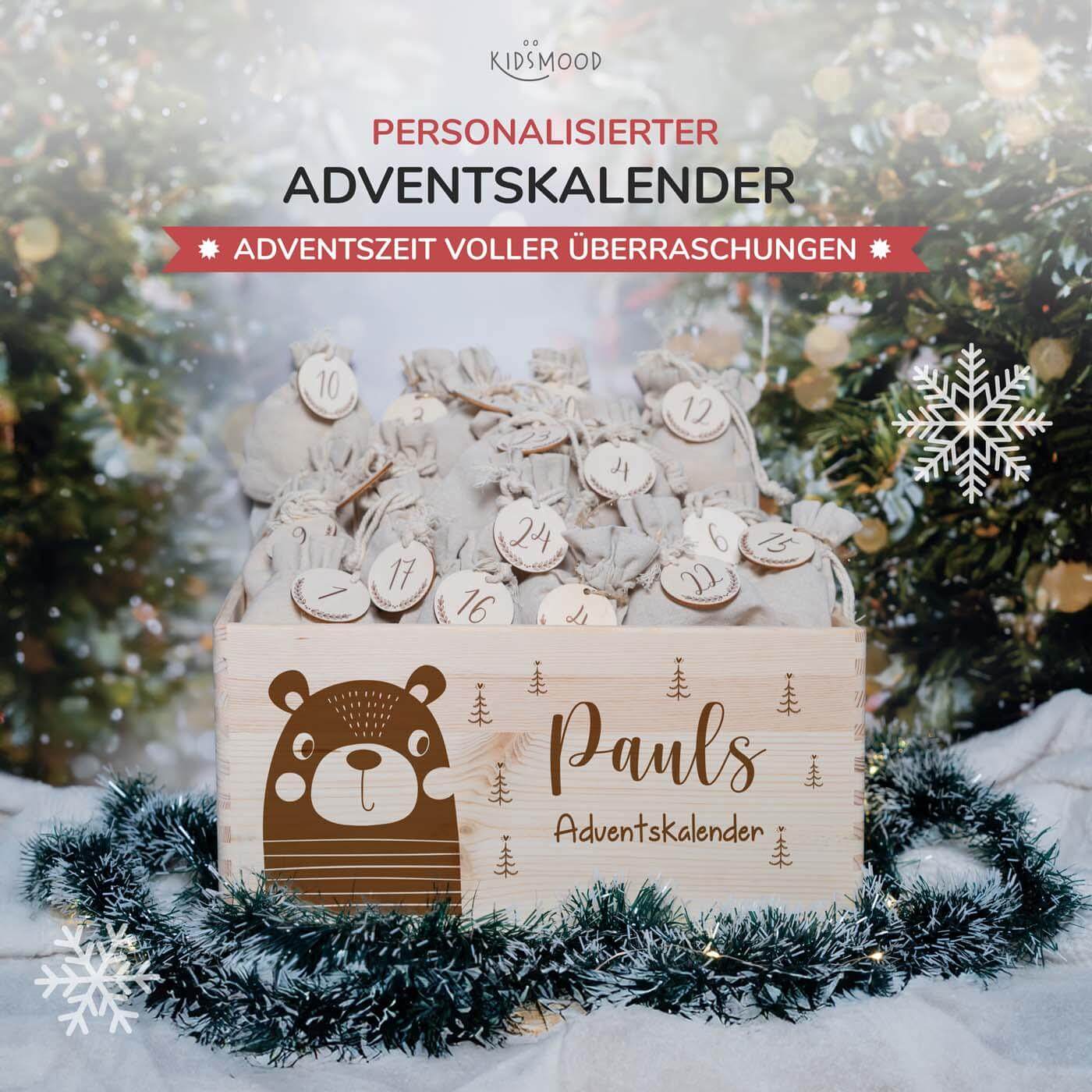 Personalisierter Adventskalender zum befüllen Bär